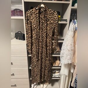 Leopard Print Long Sleeve Dress